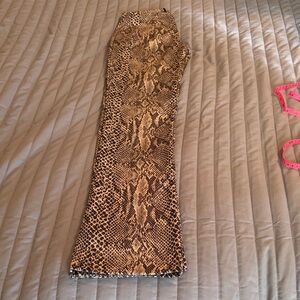Charlotte Russe Tan and Brown Snake-Print Straight Leg Pants